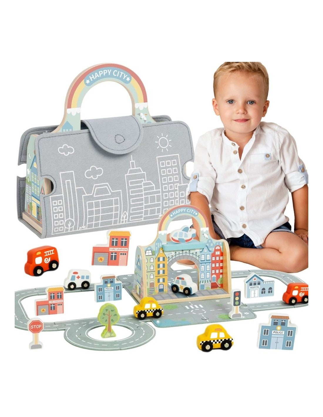Pārnēsājamā mini pilsēta ar auto